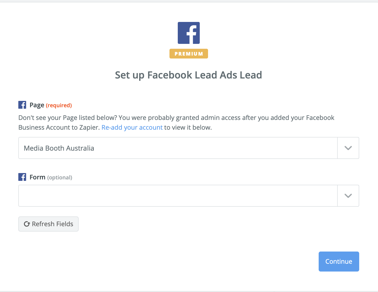 Select your facebook Page and then lead form you wish to email automatically