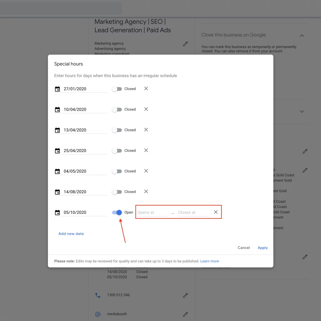 Set Special Hours On Your Google My Business Page