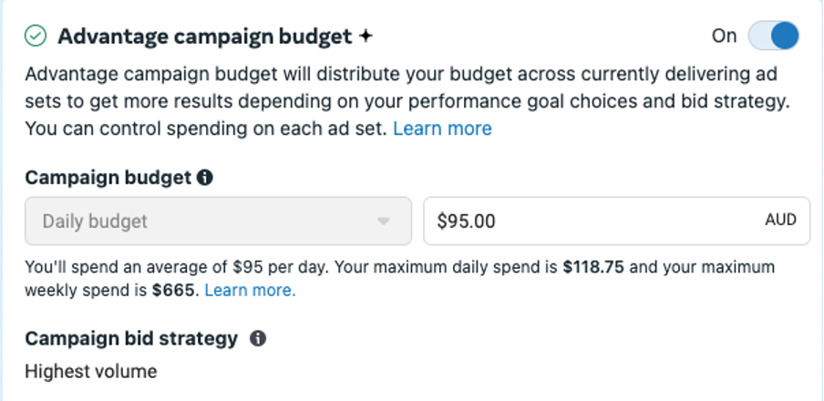 facebook ads campaign budget setting